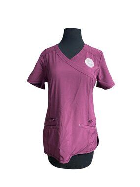 Scrubstar Performance Mock Wrap Scrub Top XS Wine NWT